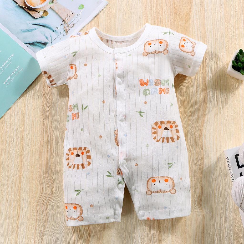 Newborn Cotton Short Sleeve Summer Romper: Open-Front Bodysuit for Boys & Girls