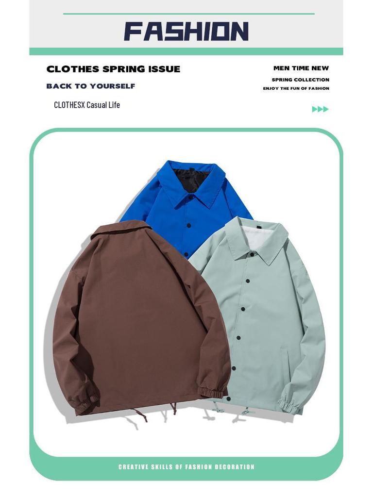 American Style Top Coach Jacket - Spring/Autumn Trendy Men's Lapel Casual Jacket