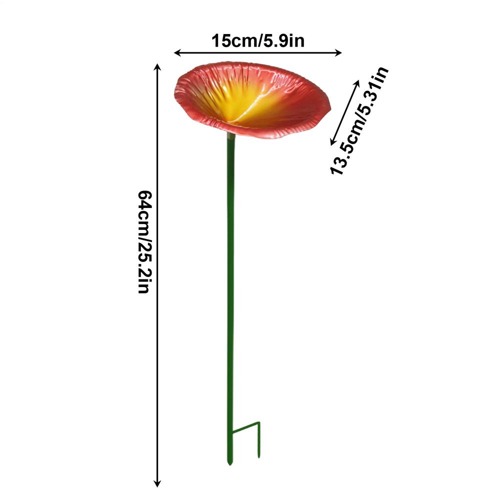Garden Bird Bath Metal Garden Decor with Stake Bird Bath for Window Deck Patio Backyard Yard Balcony Railing Ground Pool