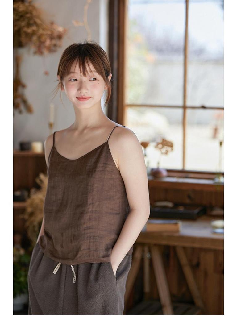 Women's Lightweight Casual Linen Camisole: Summer Style, See-Through, Breathable, Solid Color