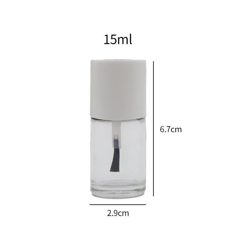 

10 мл прозрачный круглый стеклянный флакончик для лака для ногтей с кисточкой 15ml + brush белый
