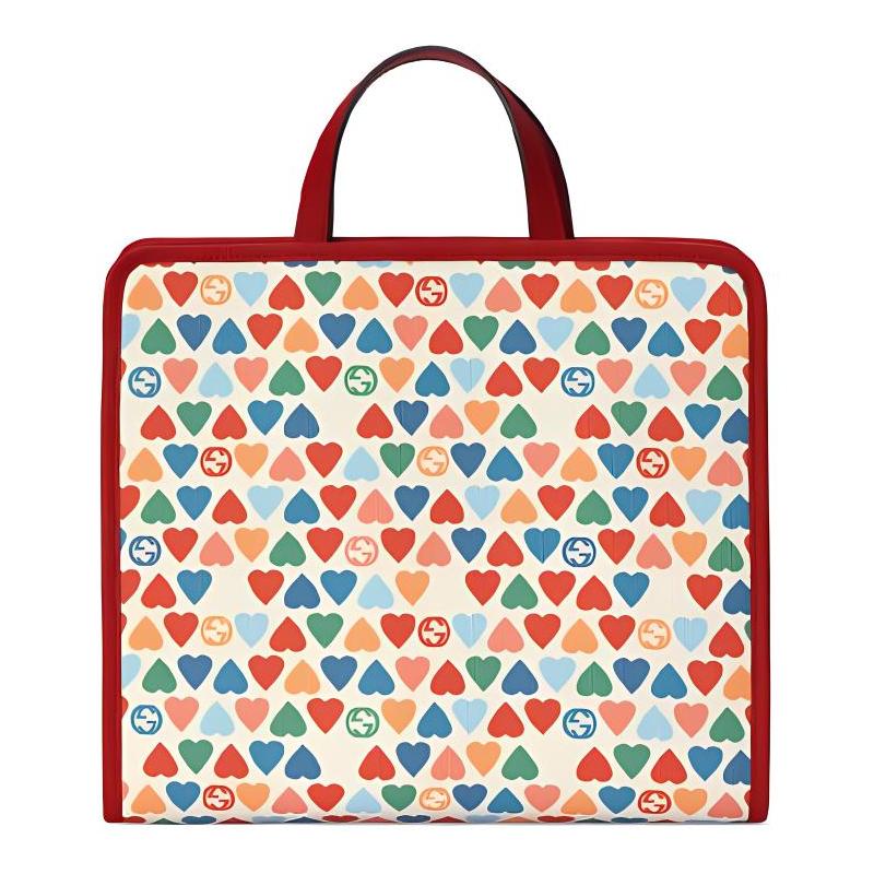 Gucci Love print canvas patchwork tote bag children's white/red/multi-color