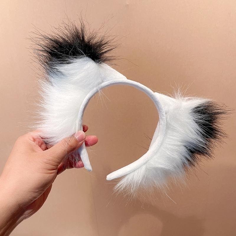 Hundeohren Wolf Handgemacht Tier Pelzig Katzen Stirnband Haarreif für Con