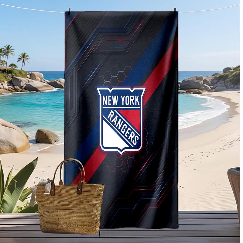 Asciugamano da Spiaggia Stampa New York Rangers Morbido Portatile Asciugatura Rapida?Asciugamano Asciutto Per Piscina Vacanza Estiva Sport all'Aperto