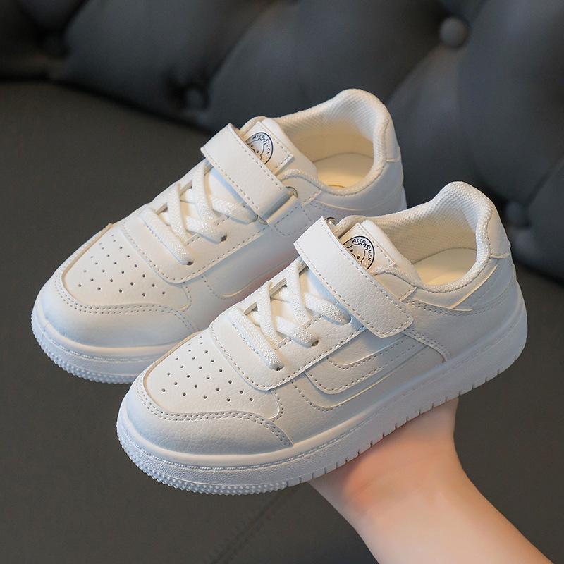 Children's shoes white sneakers leather classmates girls little white shoes elementary school boys board shoes medium and small children