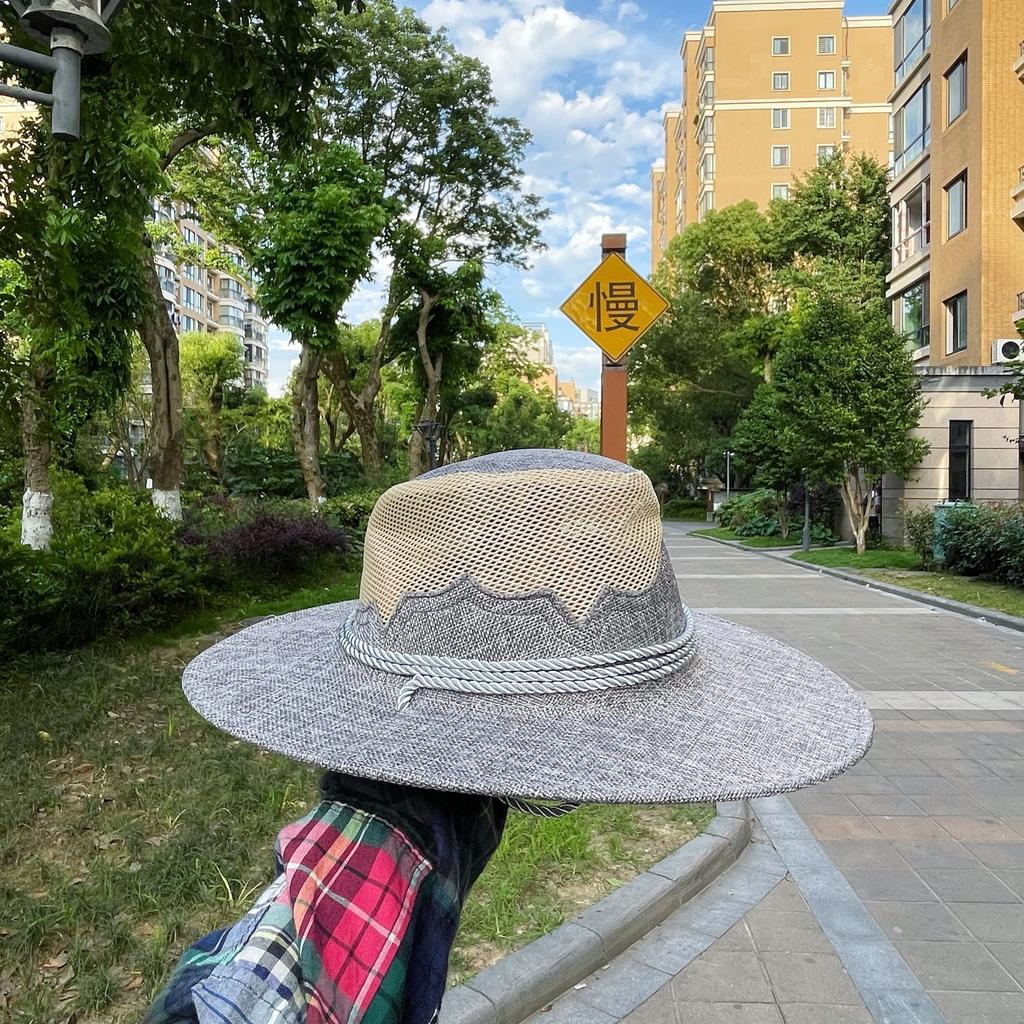 Western Cowboy Hat, Fishing Vacation Outing Breathable Bowler Hat, Summer Sun Sunscreen Hat, Outdoor Sun Shade Straw Hat