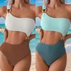 One-piece One-piece Swimsuit Metal Ring Contrasting Color Splicing Bikini Swimsuit Set