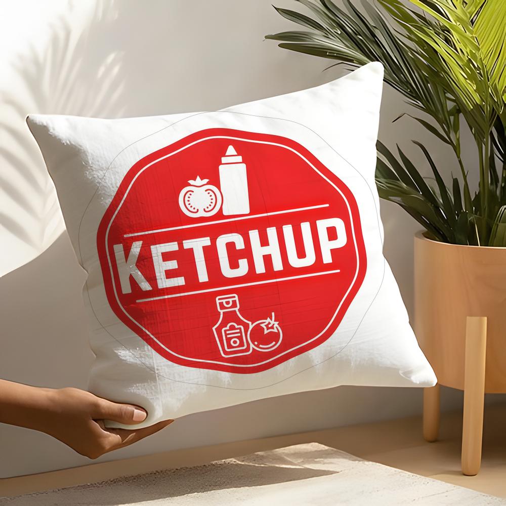 Art Funny Ketchup Label Pillow Case Linen Cushion Covers For Decorative Sofa Home Pillows Case Car Chair Pillows Cases