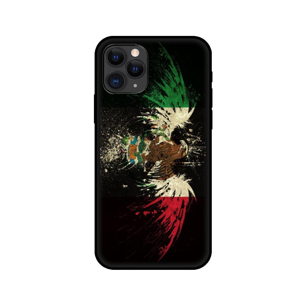 Black Tpu Case for Iphone 5 5s Se 2020 6 6s 7 8 Plus X 10 XR XS 11 12 Mini Pro MAX Back Cover Mexico Flag Emblem