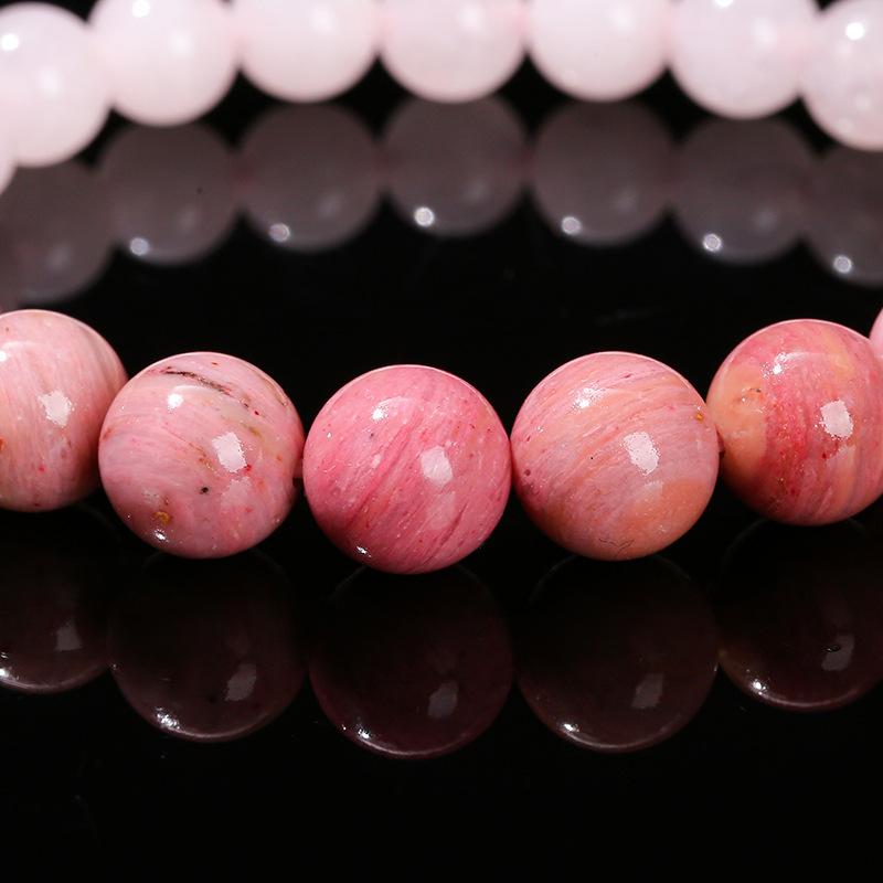 Rhodochrosite Bracelet Pink Gemstone Beads Stretch Bracelet for Women Healing Crystal Jewelry