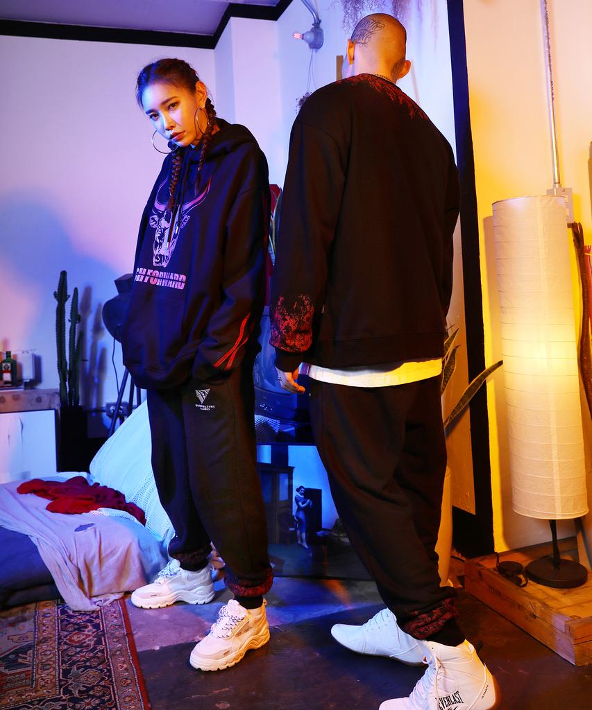 BAUST Blood Punk Printed Embroidery Sweatpants [Black]