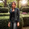 European & American Women's Vintage Leather Motorcycle Jacket - Fashionable Short Coat with Zipper