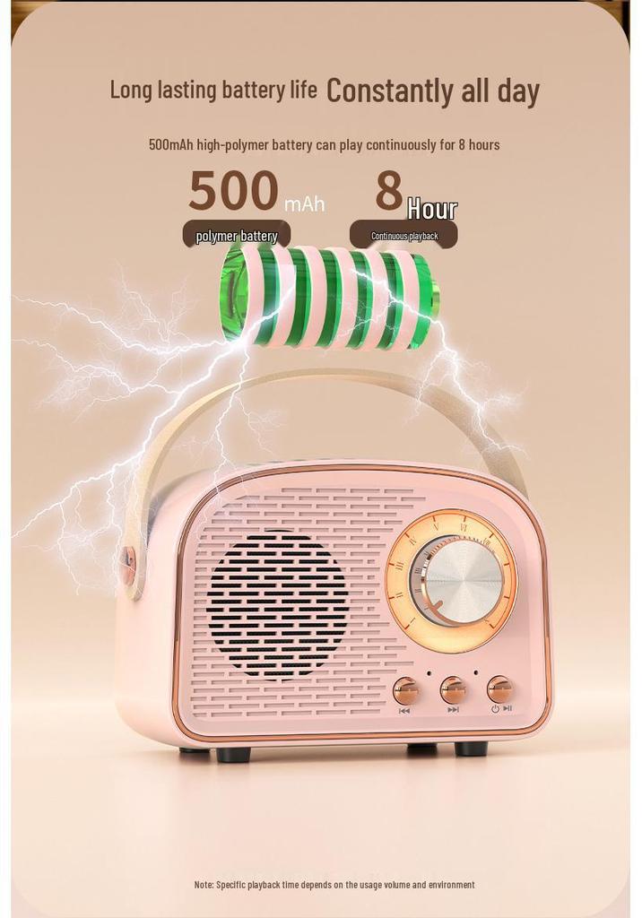 DW21 Retro Bluetooth Portable Mini Speaker - Wireless, Handheld, Ideal for Home & Outdoor Use, Personalized Gift.