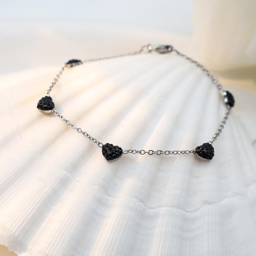 Accessories Simple Versatile Zircon Titanium Steel Jewelry Women'S Fresh And Sweet Color Zircon Love Bracelet