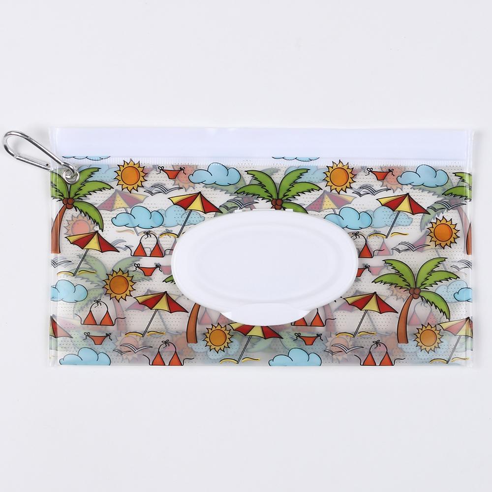 Wet Wipes Bag EVA Flip Cover Baby Wipe Dispenser Portable Refillable Floral Pattern Wet Wipes Container for Travel Kitchen