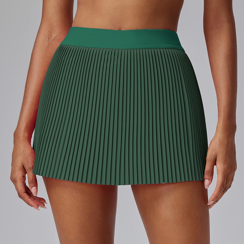 2026 Sports Skirt: Anti-exposure Pleated Tennis & Yoga Skirt in Solid Colors S