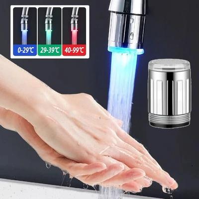 Creative Faucet Extender LED Temperature Sensor 3-Color Light-up Faucet Kitchen Bathroom Glow Water Faucet Tap Nozzle Shower