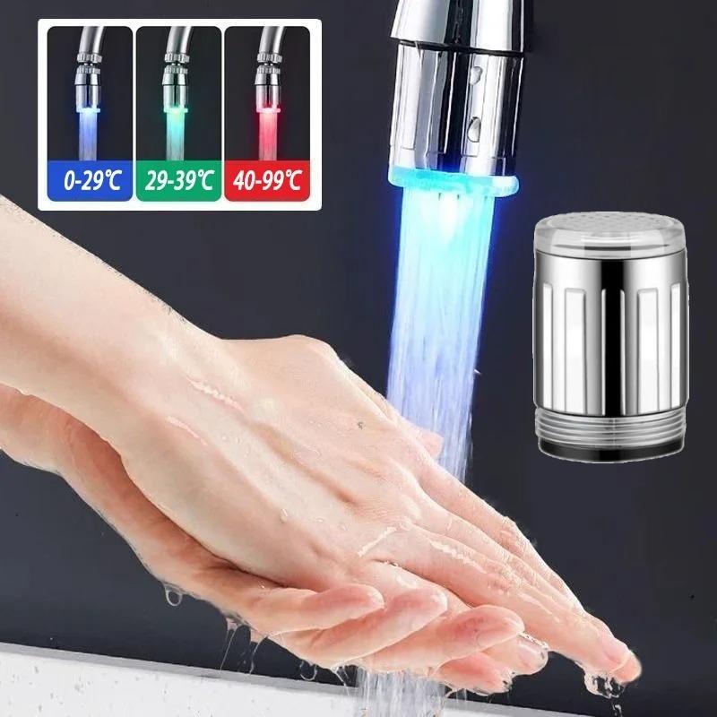 Creative Faucet Extender LED Temperature Sensor 3-Color Light-up Faucet Kitchen Bathroom Glow Water Faucet Tap Nozzle Shower