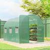 2 x 3 m Walk-in Polytunnel Greenhouse with Hinged Door and 6 Roll Up Mesh Windows, Garden Tunnel Warm House Tent, Green