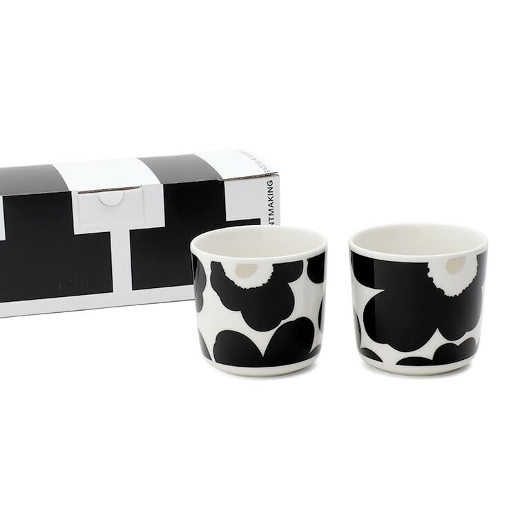 Marimekko Unikko Latte Mug, 200ml, Black/Silver, 72780-199 [Parallel Import]