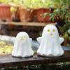 2Pcs Halloween Ceramic Ghostly Figurines With Soft Glows Night Light Handcrafted Holiday Decoration for Bedroom Party Decoration Collectibles