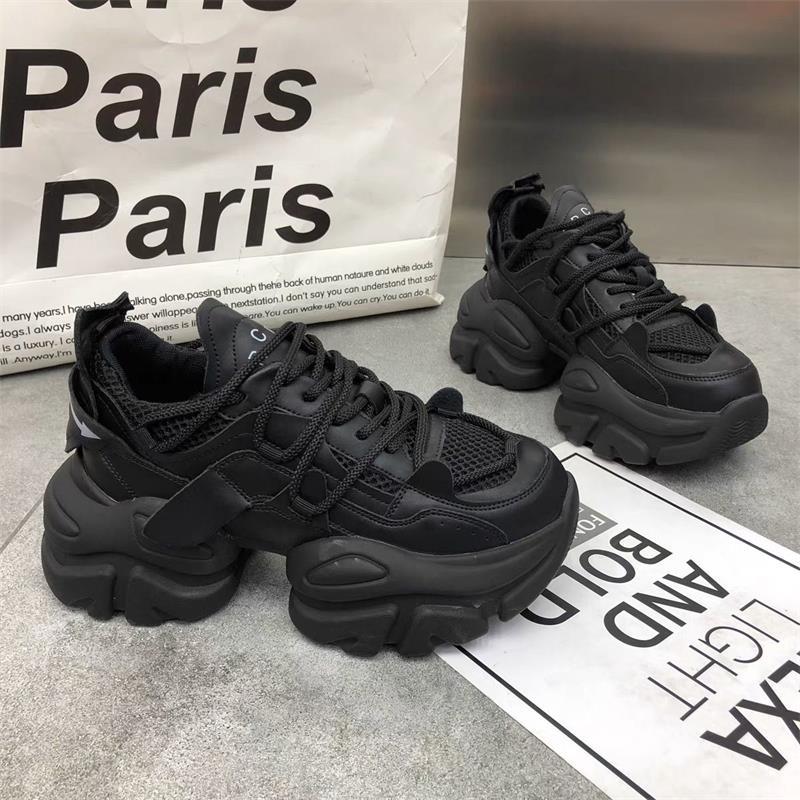 Trendy Mesh Dad Shoes for Women  Autumn New Style Thick Sole Height Increasing Versatile Casual Sports Vulcanized Shoes