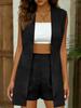 Summer Hot-Selling Solid Color Elegant Commute V-Neck Sleeveless Top Vest Short Set