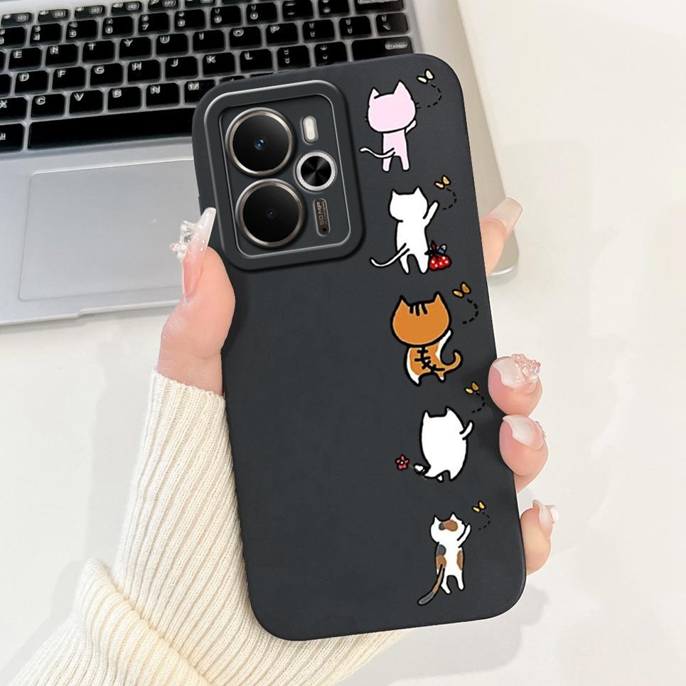 For Realme 14 14T 5G Phone Case New Design Aesthetic Panda Cat Cartoon Back Cover Liquid Silicone Bumper Camera Protection Cases