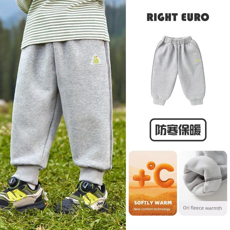 Boys' Fleece-Lined Sweatpants, Winter 2025 New Thickened Polar Fleece Joggers, Children's Autumn and Winter Clothing