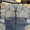Women's American Retro Distressed Denim Jacket - Spring/Autumn 2025 Style, Loose Fit, Trendy & Niche Design