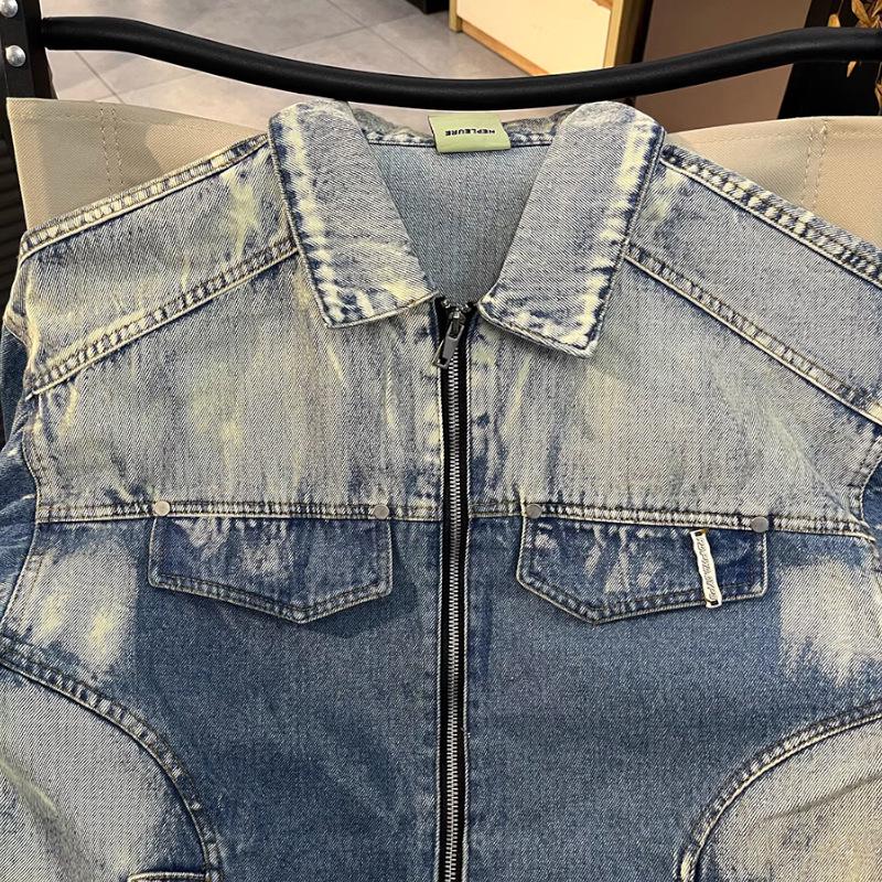 Women's American Retro Distressed Denim Jacket - Spring/Autumn 2025 Style, Loose Fit, Trendy & Niche Design