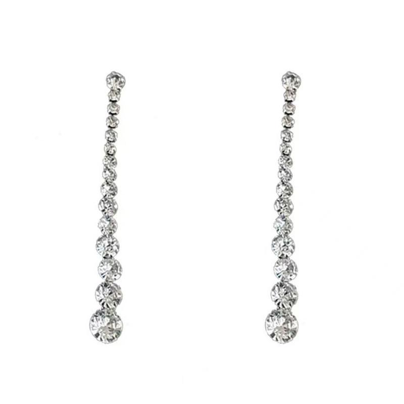Temperament Luxury Sparkly Zircon Long Tassel Dangle Earrings For Women Korean Bride Wedding Engagement Jewelry Accessories