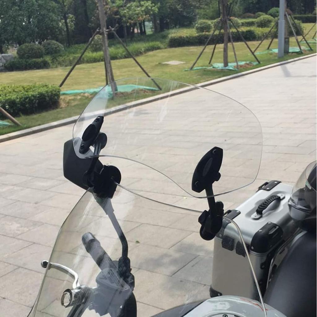 ZCJSZP Universal 130mm*360mm Windshield Adjustable Clip Motorcycle Extension Windshield Adjustable Clip-on Screen Windshield Windscreen Glass Spoiler