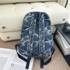 Denim Camouflage Backpack Casual Style Unisex School Bag Fashionable Travel Rucksack