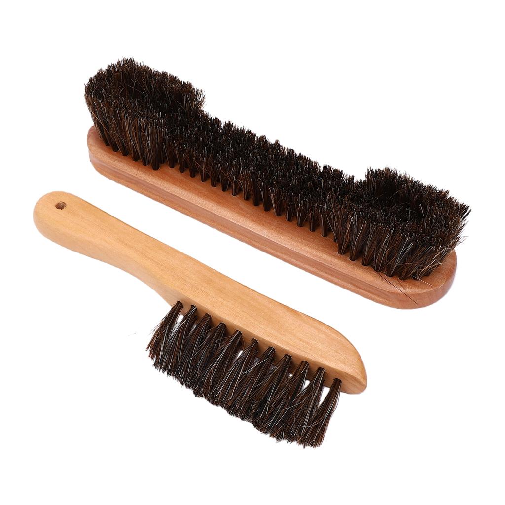 2 Pack Wooden Pool Table Brush for Felt and Rail Cleaning Horsehair Brush and Solid Wood Handle Billiard Snooker Table