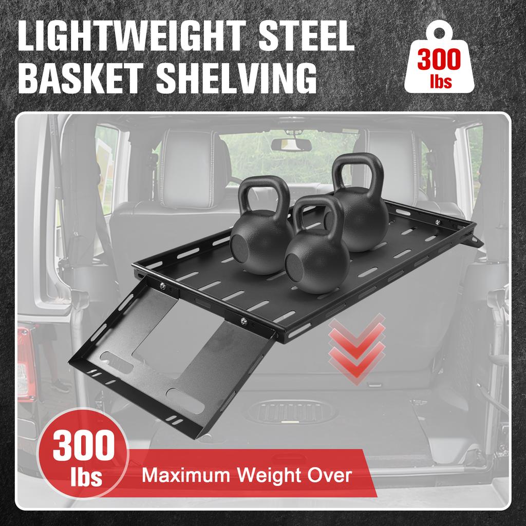 Rear Trunk Cargo Rack Wear Resist Interior Storage Rack Anti-Scratch Lightweight Steel Tray Organizer for 07-25 JK/JL Wrangler