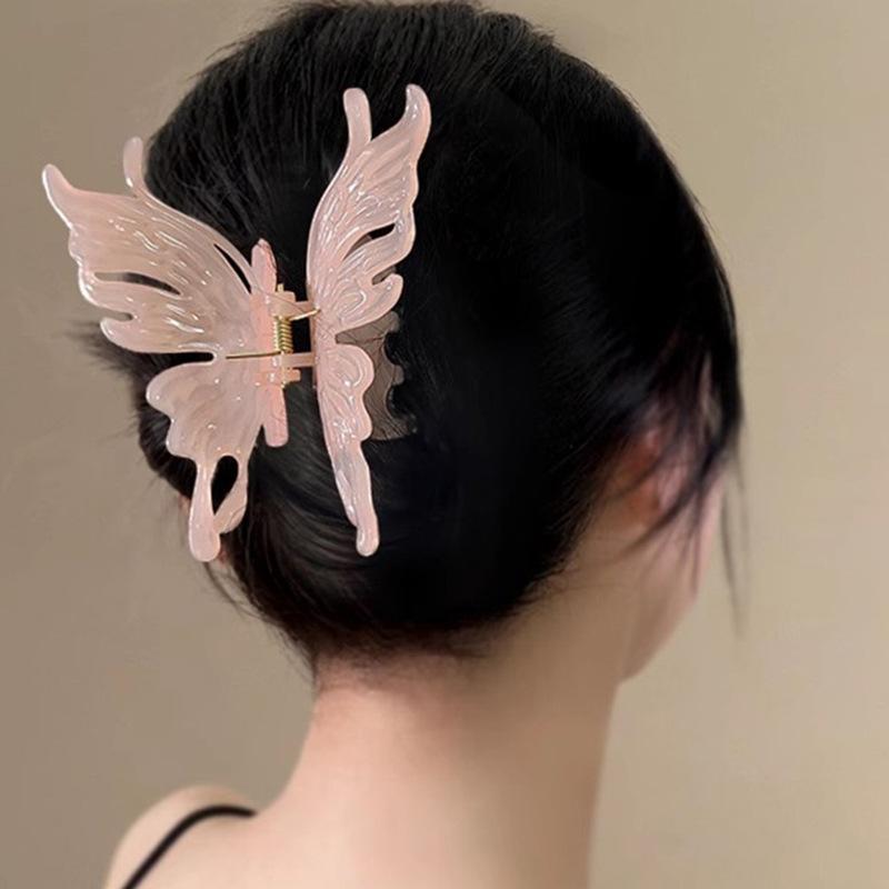 Super Fairy Transparent Butterfly Hairpin Fashionable and Simple Back Head Grab Clip Niche Personality High-end Hair Accessories