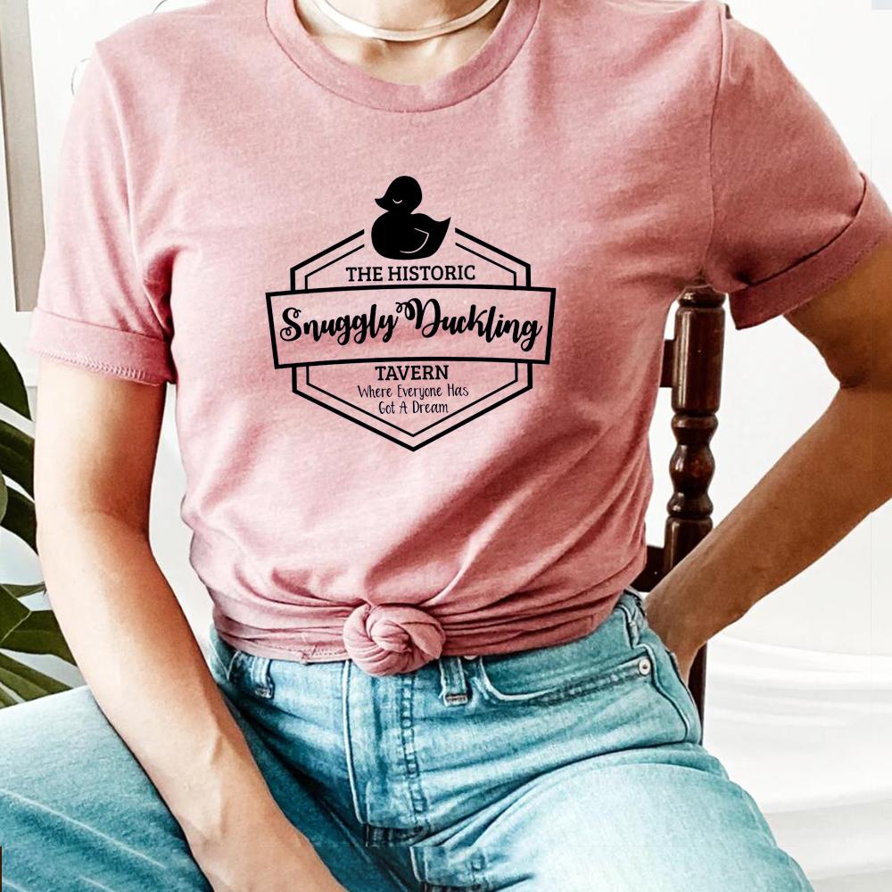 Snuggly Duckling Tavern TShirt Tangled Rapunzel Shirt Tangled Tees for Vacation Vintage Short Sleeve Summer Tee Kawaii Tops