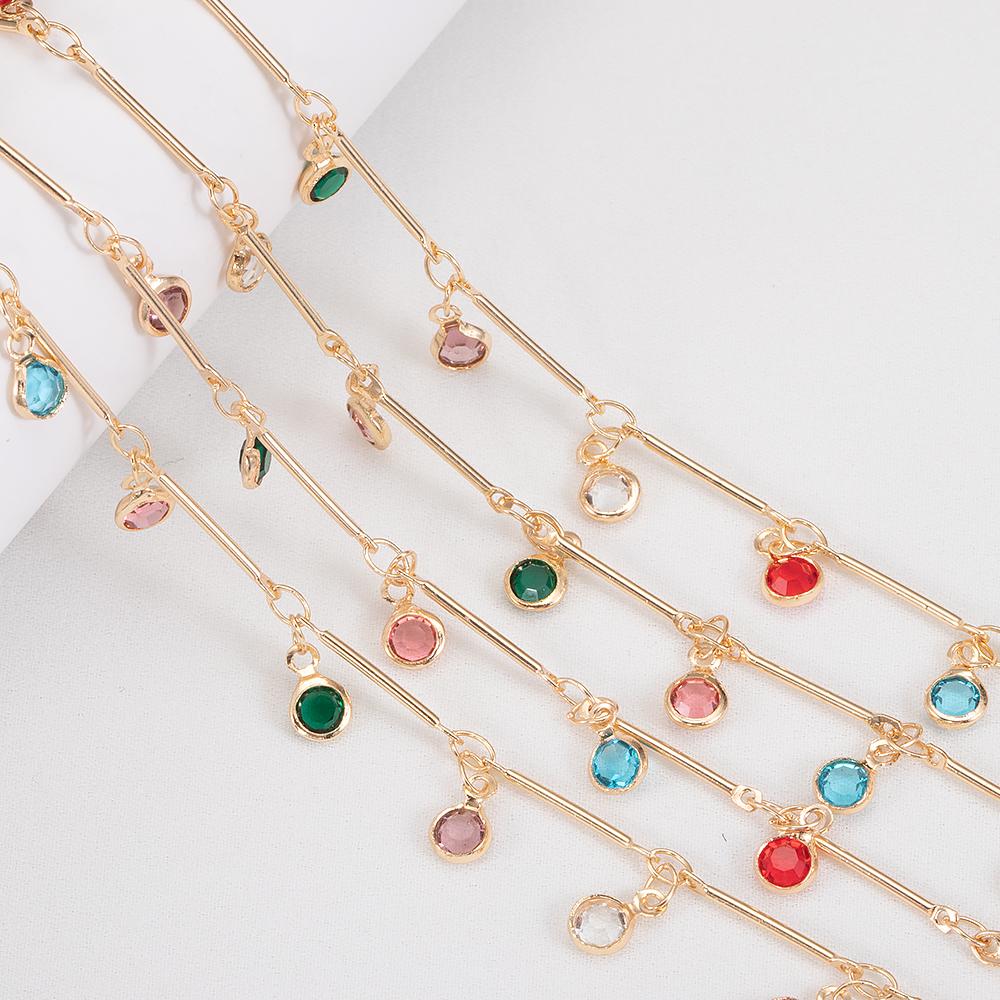 1Meter Crystal Glass Bead Copper Chains for Bracelet Necklace Jewelry Making DIY Colorful Charms Bohamian Handmade Accessories
