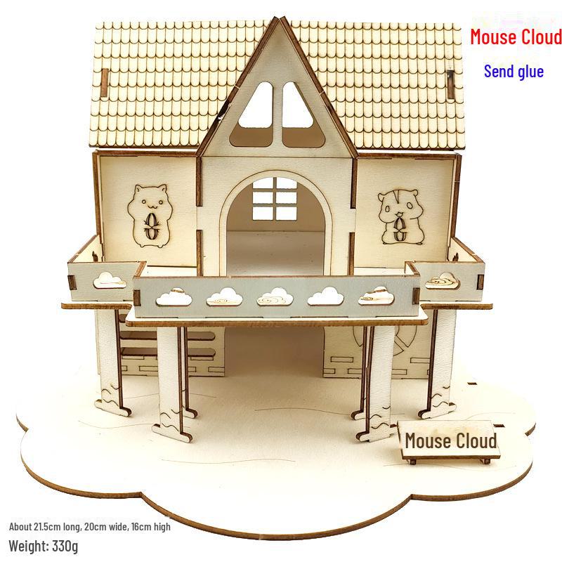 Hamster Spieltunnel aus Massivholz: Sportbahn, Treppensteigen, Unterstand & Fitnessplattform.