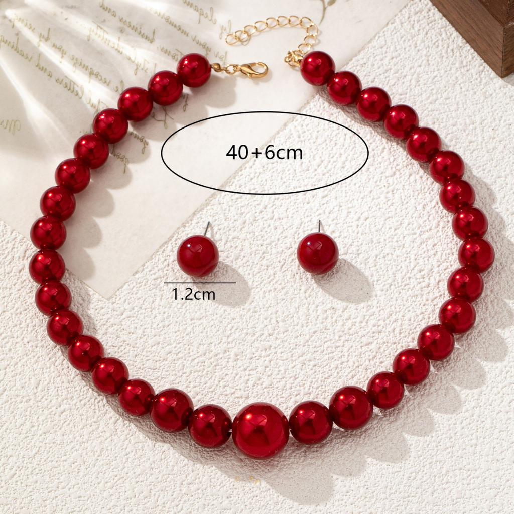 Cold Wind Colorant Handmade Beaded Necklace Earrings Simple Personality Temperament Jewelry Set