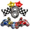 7pcs Racing Car Balloon Motorcycle Tire Wheel Balloons Black White Checkered Race Car Theme Kids Birthday Party Decorations Gift