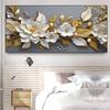 Contemporary Golden Leaf and White Flower Mural for Home or Office Decor