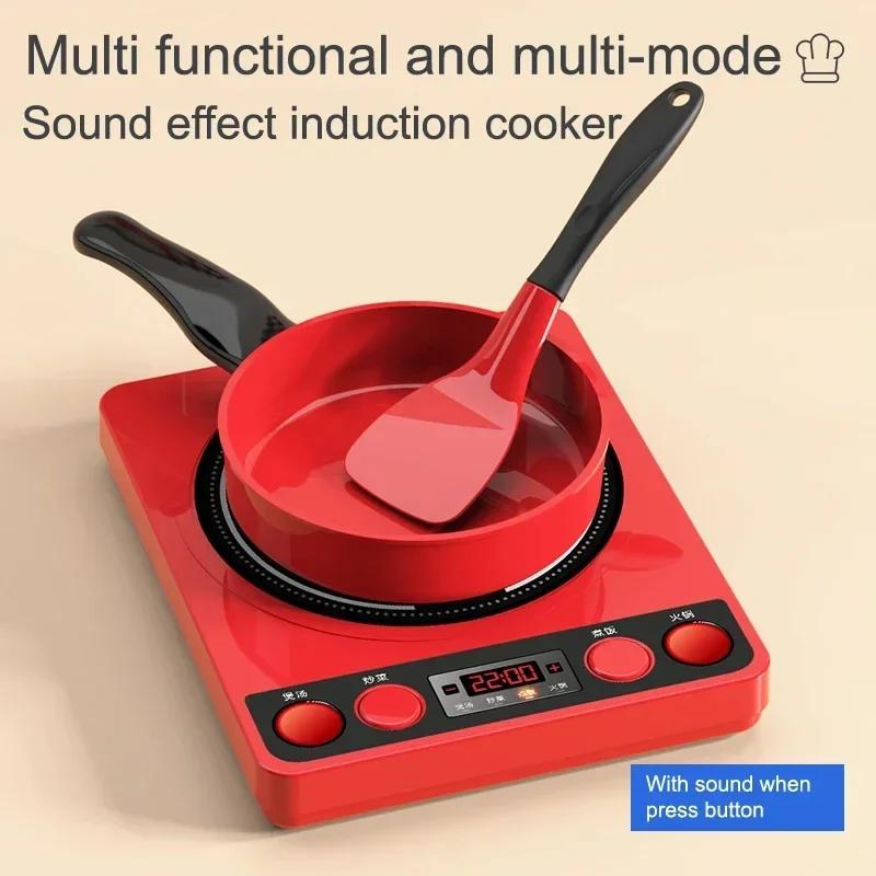 Non-Toxic Kids Toys Pretend Play Red Kitchen Toys Simulation Food Cooking Children'S Children Educational Play House Interactive Toys For Children
