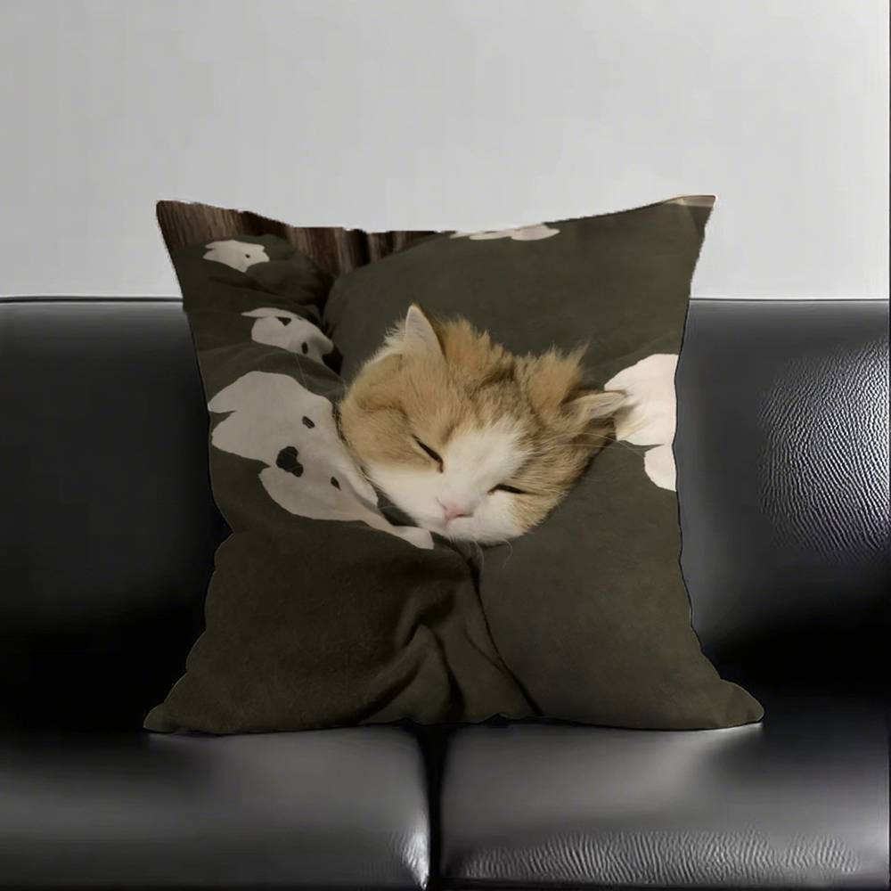 1pc Sleeping Kittens Pillow Case Square Bedroom Sofa Leisure Comfort Cushion Car Living Room Home Decoration