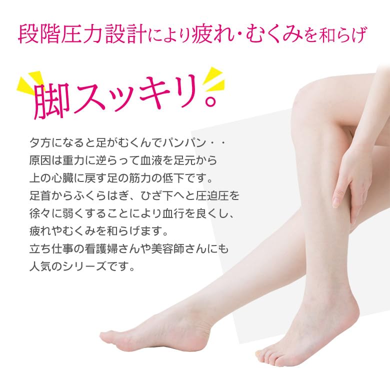 Set of 5 Taiyo Knit Compression Long Cotton Strong Size Socks, Sole, Blend, Compression, 112-5p (23-25cm)