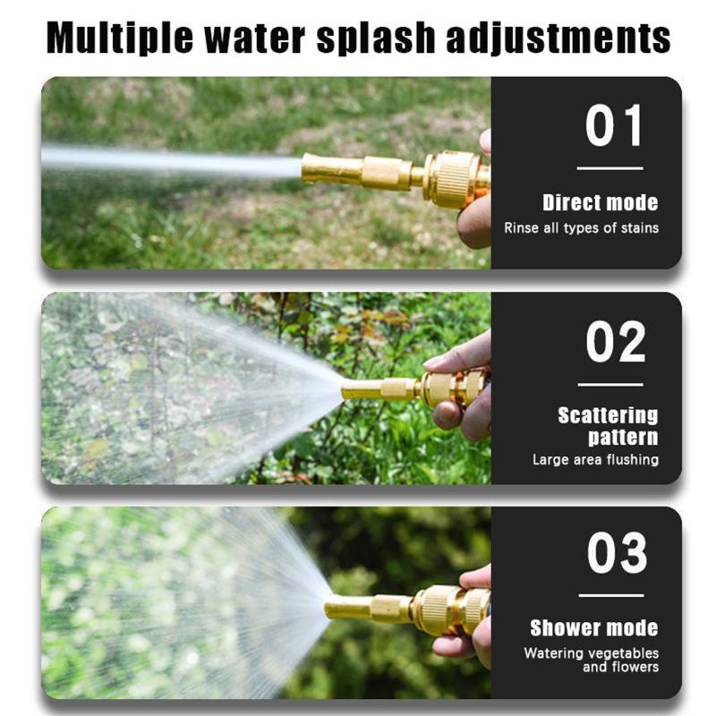 Brass Spray Nozzle Water Gun High Pressure Direct Jet Quick Connecting Device for Washing Cars Watering Plants Garden