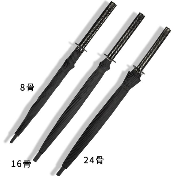 Creative automatic sun umbrella, black straight Japanese samurai sword umbrella umbrella LOGO advertising umbrella spot wholesale