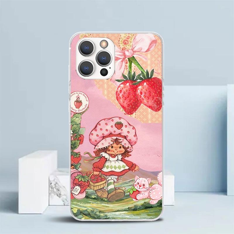 Strawberry Cartoon Girl Soft Cover for iPhone 16 17 Air 15 14 Pro Max 16E Phone Case 13 Mini 12 11 7 SE 8 Print Pattern Fit Case