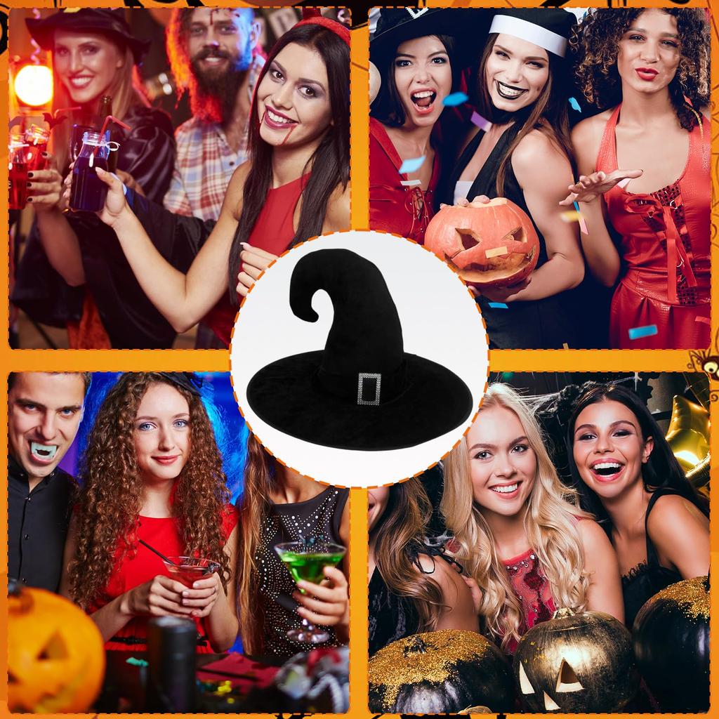 Moerstar Halloween Witch Hat, Velvet-Style, Cosplay, Party Supplies, Wizard Hat, Tricorner Hat, Devilish Witch Hat, Costume, Cosplay, Photo Shoot,